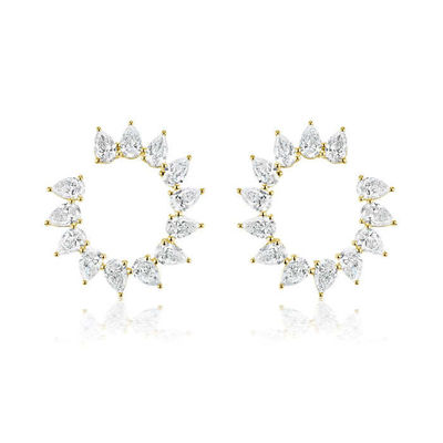 Unikalne kolczyki CZ Stud w Rhodium pokryte półkołowym kształtem dla kobiet