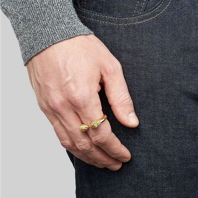 Zastosowany męski pierścionek z głową lwa 18K złoto rozmiar 5 - rozmiar 10 mosiąże pierścionek lwa