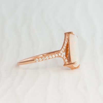 Baguette Cut Opal Snow Track Ring Rozmiar 4-rozmiar 10 925 Sterling Silver Ring