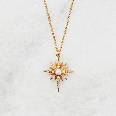 Opal Złote Starburst Naszyjnik 925 Starburst Naszyjnik Srebrny
