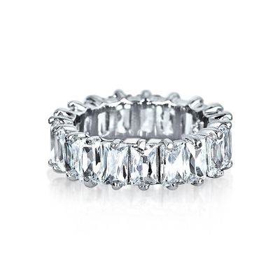 Jasny szmaragd CZ Infinity Wedding Band 925 Srebrny Infinity Wedding Rings