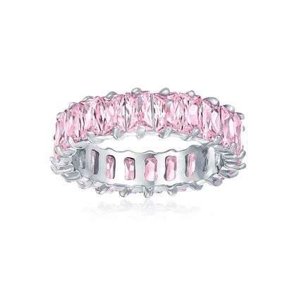 Jasny szmaragd CZ Infinity Wedding Band 925 Srebrny Infinity Wedding Rings