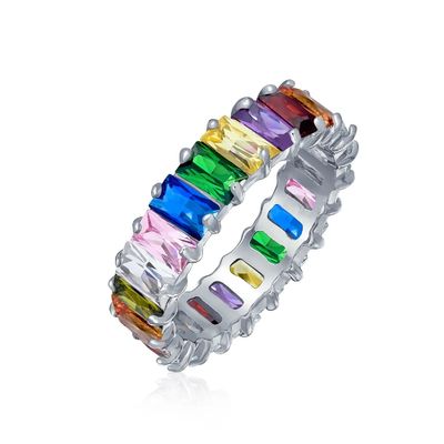 Jasny szmaragd CZ Infinity Wedding Band 925 Srebrny Infinity Wedding Rings