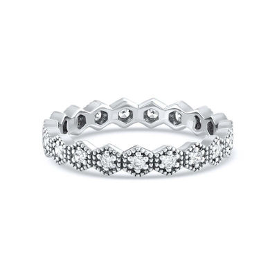 Trendy Eternity geometryczny kształt sześcienny Zirconia zestawialny pierścionek dla kobiet