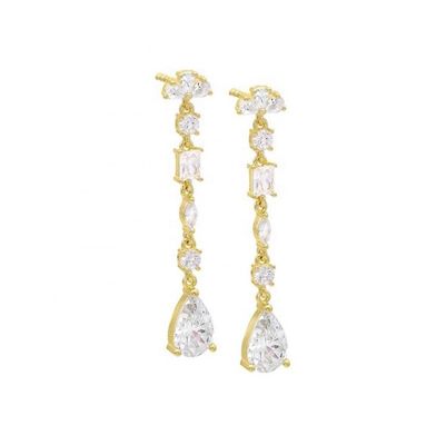 Inspiracja religijna S925 Sterling Silver Gemstone Drop Earrings w 18K Gold Plating