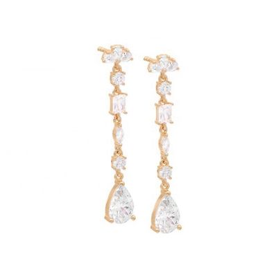Inspiracja religijna S925 Sterling Silver Gemstone Drop Earrings w 18K Gold Plating