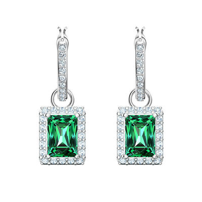 Zielony CZ Diament 925 Srebrny Klasyczny Luksuzowe kolczyki dla mody damskiej