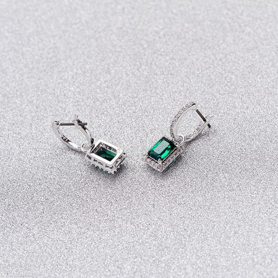 Zielony CZ Diament 925 Srebrny Klasyczny Luksuzowe kolczyki dla mody damskiej