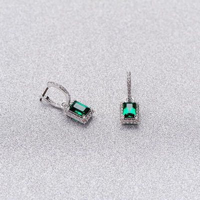Zielony CZ Diament 925 Srebrny Klasyczny Luksuzowe kolczyki dla mody damskiej