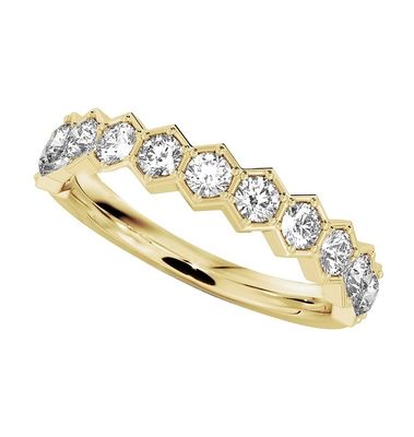 US5-US11 Związek ślubny z pączką miodną Złote 925 Sterling Silver Ring