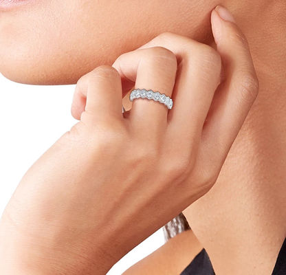 US5-US11 Związek ślubny z pączką miodną Złote 925 Sterling Silver Ring