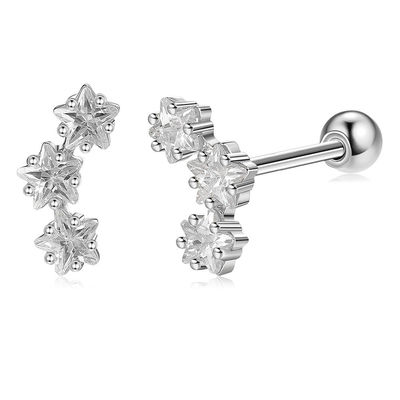 18K Złote 925 Sterling Silver Star Cubic Zirconia Stud kolczyki dla kobiet Akcesoria