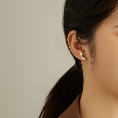 18K Złote 925 Sterling Silver Star Cubic Zirconia Stud kolczyki dla kobiet Akcesoria