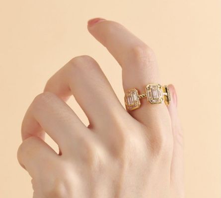 Szmaragd Biały CZ Kobiety Eternity Band Baguette 18K złoto 925 Sterling srebrne pierścienie