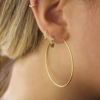Stylowe kolczyki 14K złota gwiazda Vermeil Set diamentowy objęcia obroże dla stylu bez wysiłku