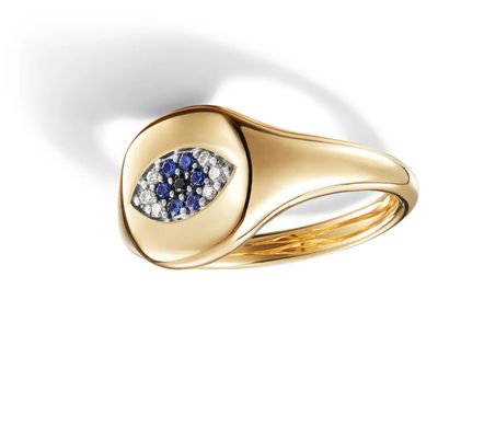 Brazylijskie kolekcjonerskie urządzenia kablowe Evil Eye Mini Pinkie Ring 18K złoto białe CZ 925 srebro
