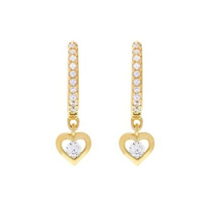 Złote Mini Dangle Heart CZ Huggie Kolczyki Dodaj dotyk uroku do swojego wyglądu