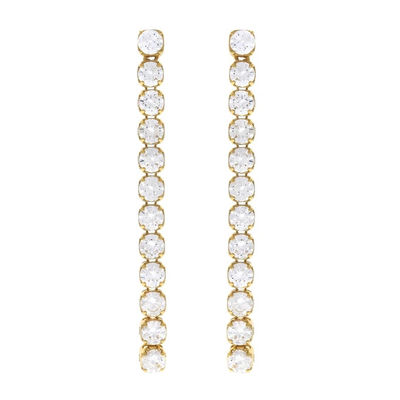 Zobowiązanie Przypadek Rhodium 925 Sterling Silver Glittery Tenis Chain Drop Kolczyki