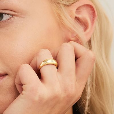 Eternity Band Rings Brazylijski 18K złoty biżuteria gwiazda 925 Sterling Silver Dome Kobiety Pierścień