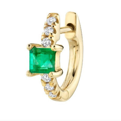 925 Sterling Silver Mini Gold Plated Baguette Hoop Huggie Kolczyki dla kobiet biżuteria