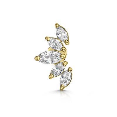Złote kolczyki Rhodium Stud Białe CZ dla kobiet Styl codzienny
