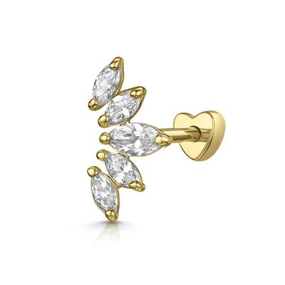 Złote kolczyki Rhodium Stud Białe CZ dla kobiet Styl codzienny