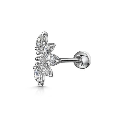 Złote kolczyki Rhodium Stud Białe CZ dla kobiet Styl codzienny