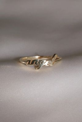 Złoty pierścionek z imieniem anioła dla kobiet ręcznie wykonany Glitter 925 Sterling Silver Modern N/A