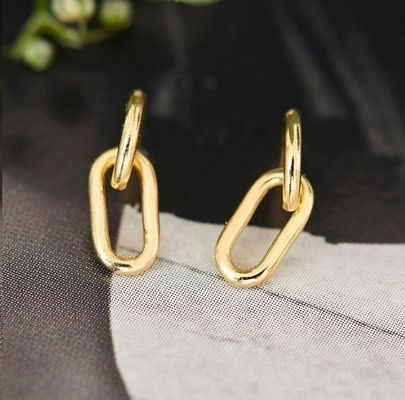 Ślubna okazja prosty srebrny kabel link stud kolczyk 30mm wysokość elegancki projekt