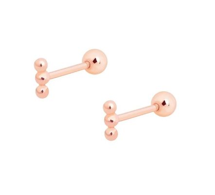 Mini Barbell z perlami Srebrny kolczyk ze śrubą z tyłu 925 srebra szterlingowego