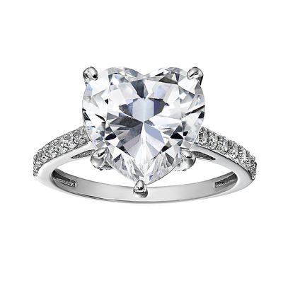 Technologia Micro Insert Inlay Heart Cut CZ Stone 925 Sterling Silver Pierścienie zaręczyn