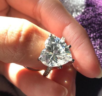 Technologia Micro Insert Inlay Heart Cut CZ Stone 925 Sterling Silver Pierścienie zaręczyn