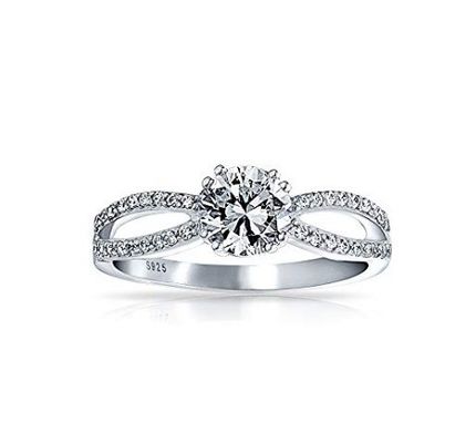 925 Sterling Silver Ring Mikron Pave White Gold Plated dla kobiet