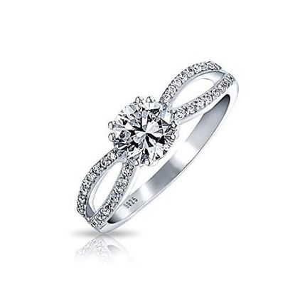925 Sterling Silver Ring Mikron Pave White Gold Plated dla kobiet