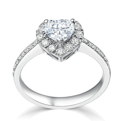 Płytki z miedzi Kreatywne kształt serca Jasny CZ 925 Sterling Srebrny Eternity Band Pierścienie dla kobiet biżuteria