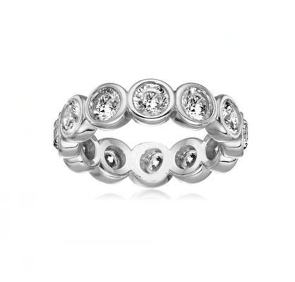 Klasyczny Ins 18K Złote Zestawienie Bezel CZ Eternity Band 925 Sterling Silver Rings