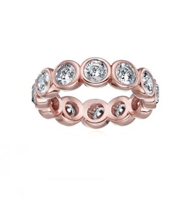 Klasyczny Ins 18K Złote Zestawienie Bezel CZ Eternity Band 925 Sterling Silver Rings