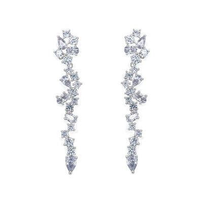 Cluster Drop Bridal Statement Kolczyki Biały Kubik Zirkon Płytki Blaszowe Kolczyki na zamówienie