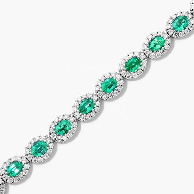 5.7mm szerokość Zirkon tenisowy bransoletka Owalny Szmaragd Biały 14K złoty bransoletka Kobiety
