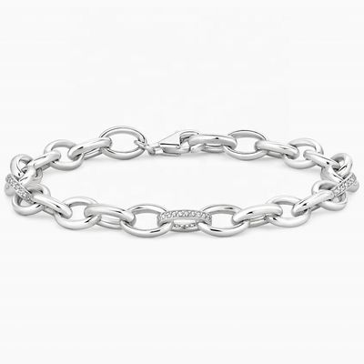 Chick Style Micro Insert Inlay Technologia 925 Sterling Silver Biały złoty bransoletka