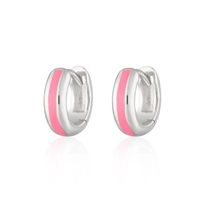925 Customized Logo 18K Gold Plated Pink Enamel Huggie Kolczyki dla kobiet