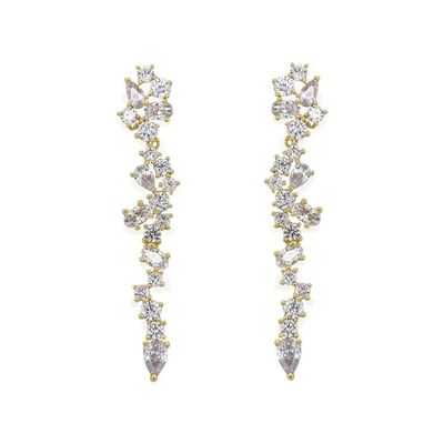 Cluster Drop Bridal Statement Kolczyki Biały Kubik Zirkon Płytki Blaszowe Kolczyki na zamówienie