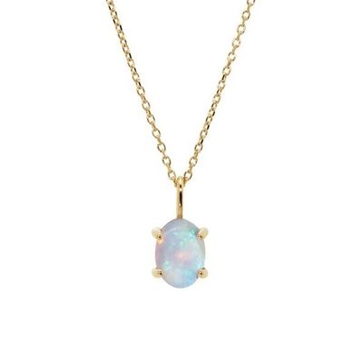 Ręcznie wykonany 18K złoto pokryty wisiorek Prong Setting Opal Stone 925 Srebrny naszyjnik