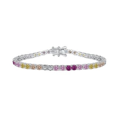Osobisty styl Rainbow Zircon Inset 925 Sterling Silver Tenisowa bransoletka dla kobiet