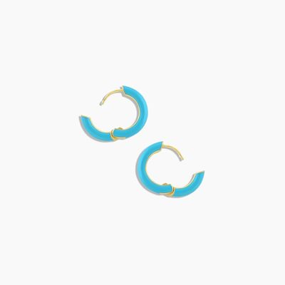Zastosowane logo Chunky 18K Złoty Hoop Turkusowy Emazel Kolor 925 Sterling Silver Huggies Kolczyki
