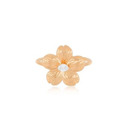 Forever Flower 18K Złote Owalne CZ Kobiety Pierścień w 925 Sterling Srebrny biżuteria