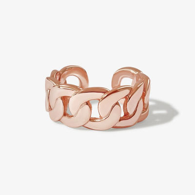 S925 Srebrna Biżuteria Fine Jewelry 14K Żółte Złoto Gruby Łańcuszek Otwarty Pierścień