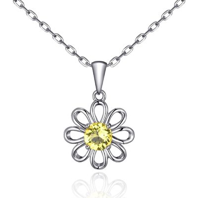 925 Sterling Silver Sunflower Pendant z łańcuchem biżuterii