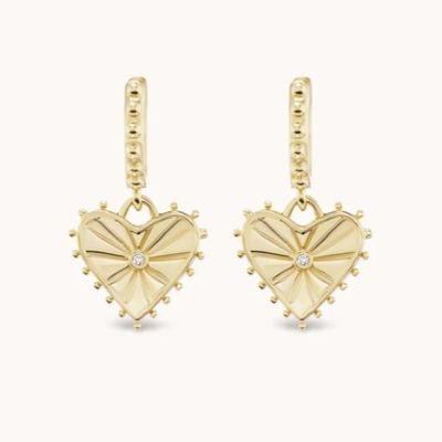 14K złoto pokryte Dangle Drop Heart Huggies kolczyki dla kobiet są 925 Sterling Silver