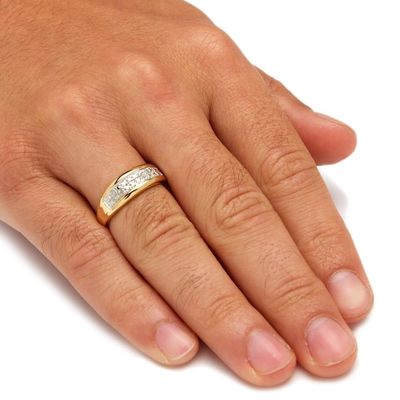 Srebro / mosiądz męski zestaw pierścionek ślubny z diamentem w 18k złotem pokryty diamentami